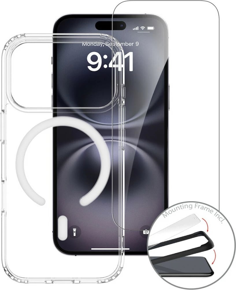 Mbështjellës 4smarts 3in1 Premium Starter Set për iPhone 17 Pro, transparent