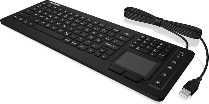 Tastierë industriale KeySonic KSK-6231INEL, full-size, USB, touchpad, ndriçim, e zezë