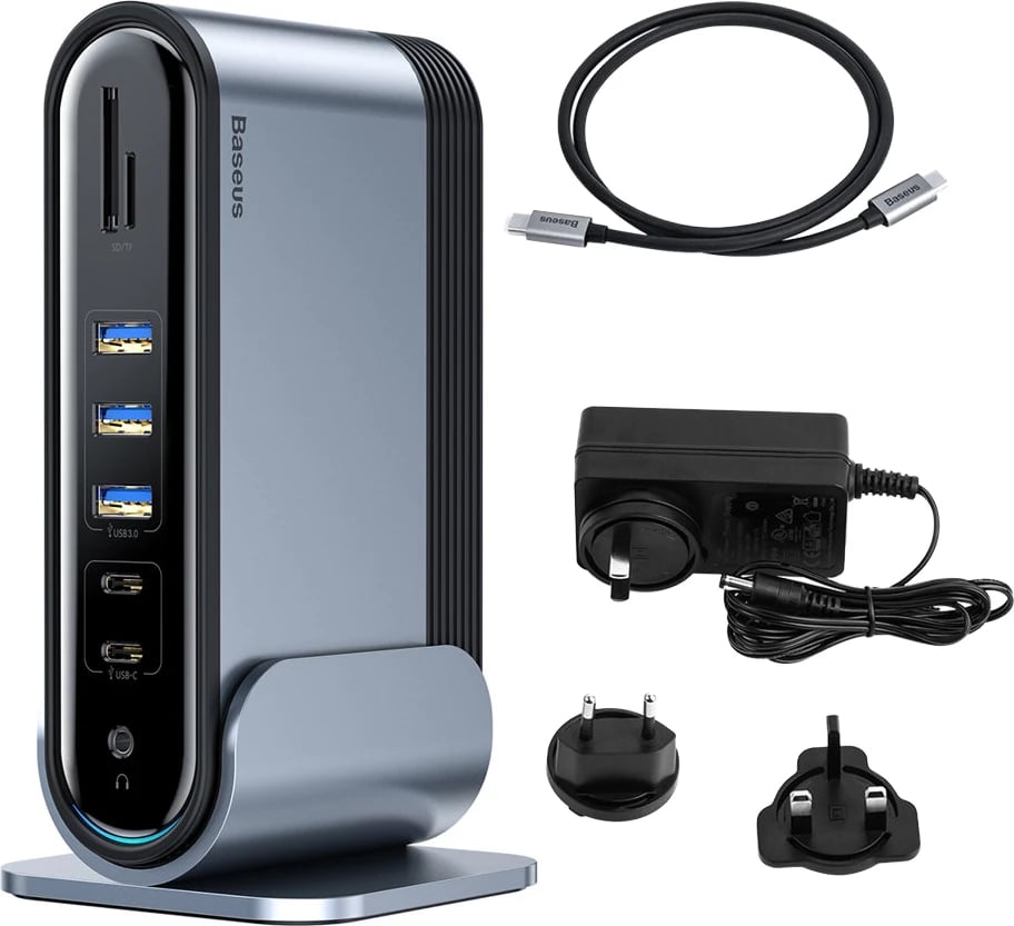 Kasë HUB multifunksional Baseus CAHUB-DG0G, 16 porta, 100W, Gri