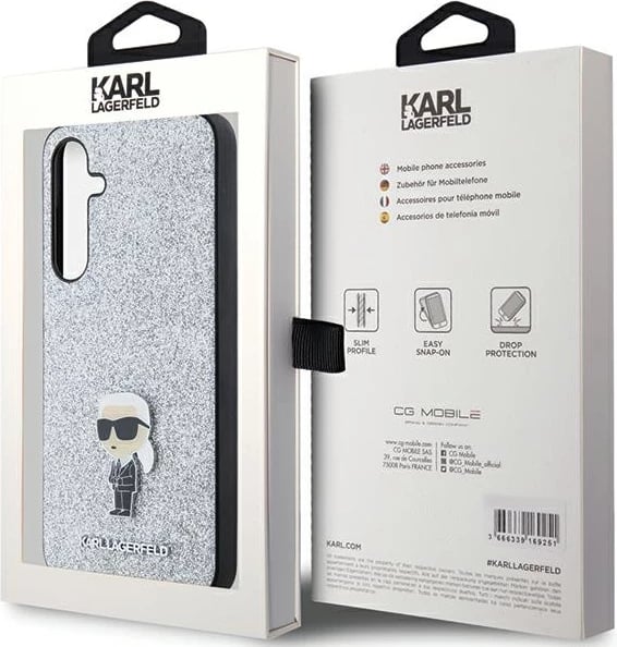 Mbështjellës Karl Lagerfeld Fixed Glitter Ikonik për Samsung Galaxy A35, argjendtë
