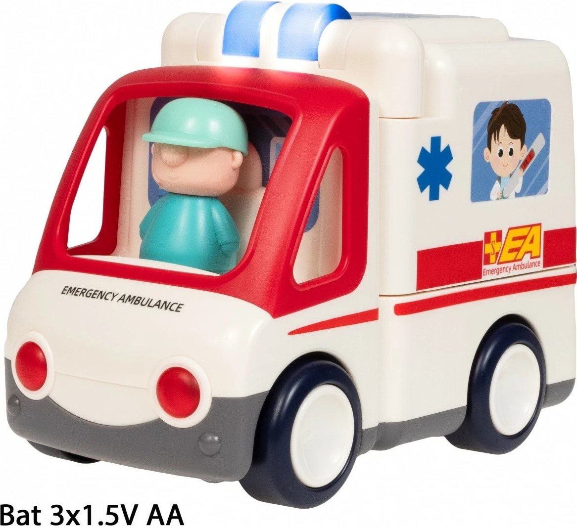 Lodër ambulancë Smily Play Hola E9997, muzikë dhe drita, shumëngjyrëshe