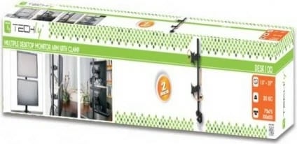 Mbajtës tavoline për dy monitorë Techly 020690, 13-27 inç, Çelik, i zi