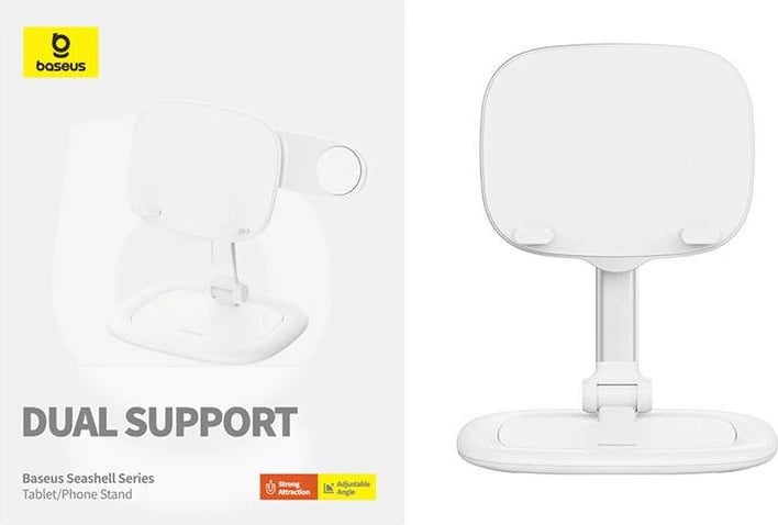 Mbajtëse tabletë/telefon Baseus Seashell, B10451501211-00, e bardhë Mbajtëse tabletë/telefon Baseus Seashell, B10451501211-00, e bardhë