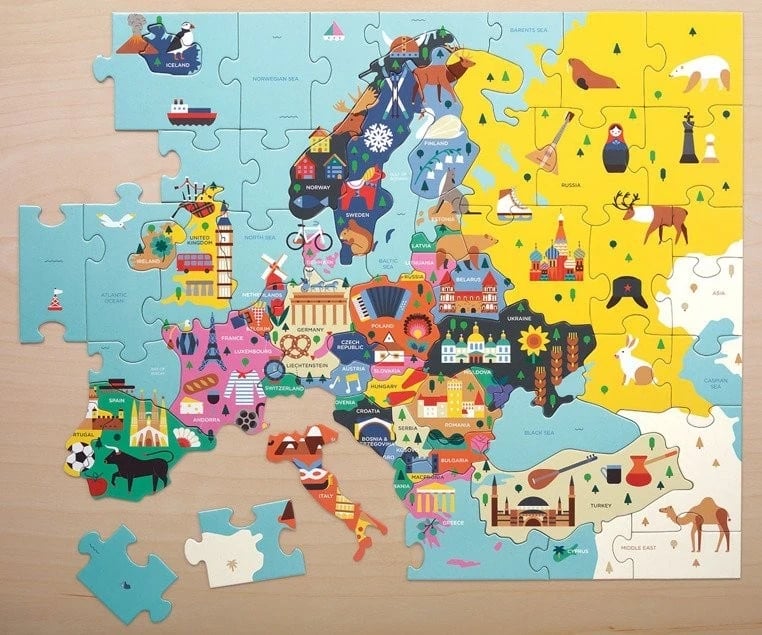 Puzzle Mudpuppy, Harta e Evropës, për moshën 5 vjeç e lart