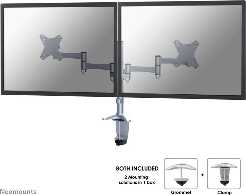 Krah monitori Neomounts FPMA-D1330DSILVER, Clamp/Grommet, 9 kg, 25.4 cm (10"), 68.6 cm (27"), 100 x 100 mm, Argjendtë