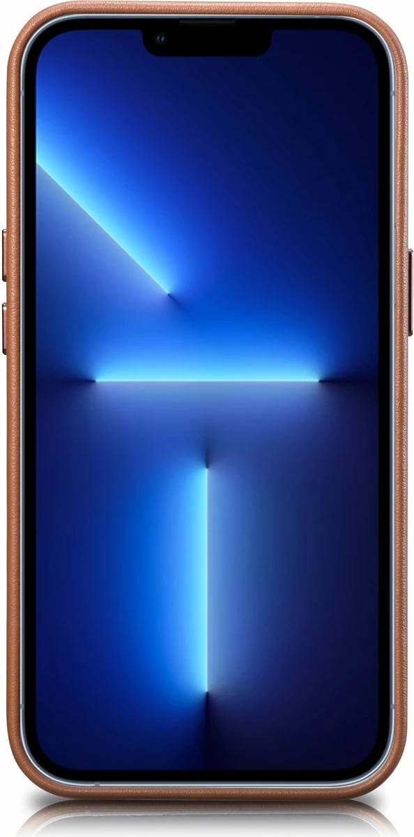 Mbështjellës iCarer për iPhone 14, lëkurë natyrale, MagSafe, Kafe