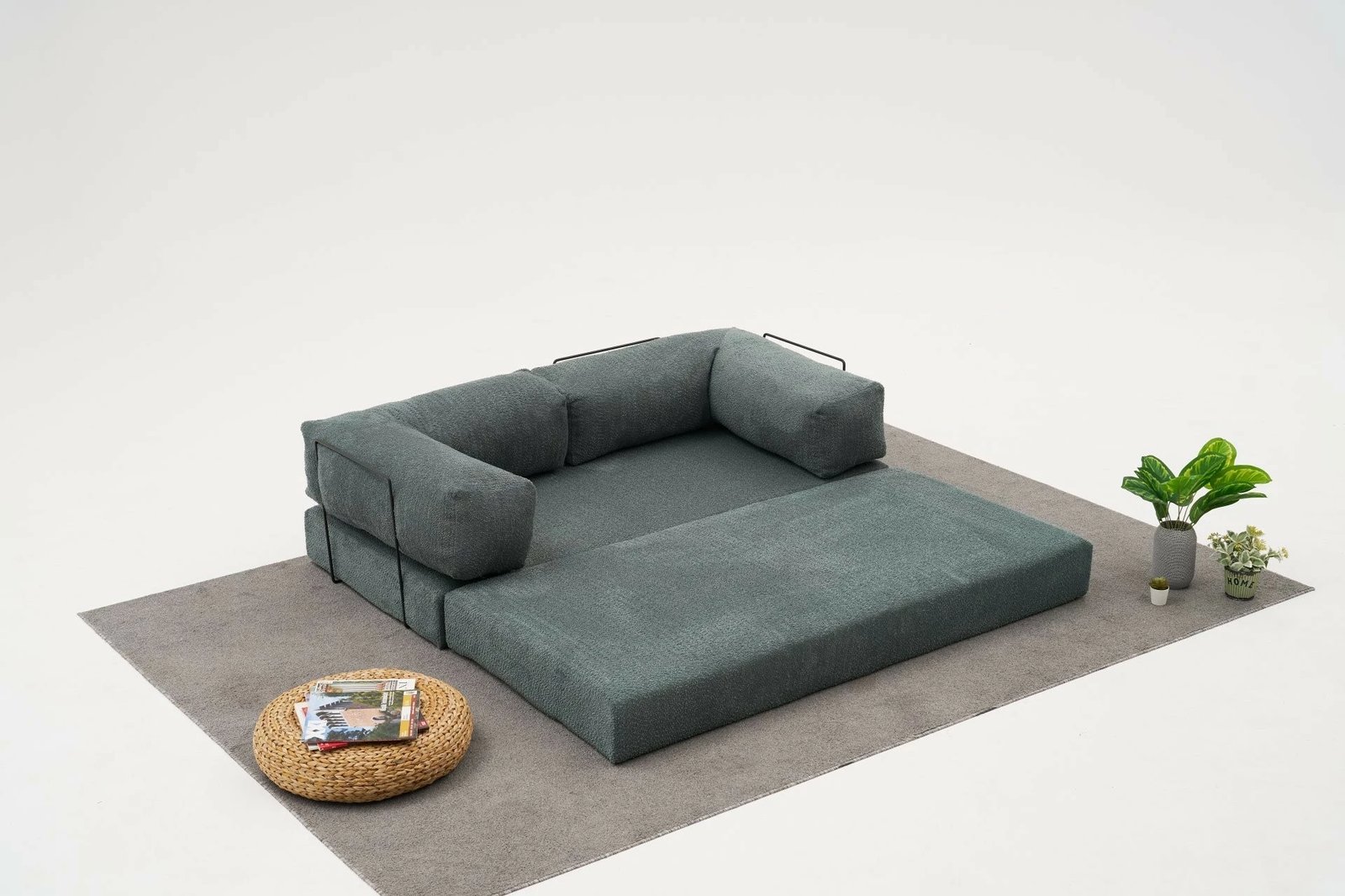Këndare Comfort Mini, stof 100% chenille, ngjyrë e gjelbër, 190x95x75cm