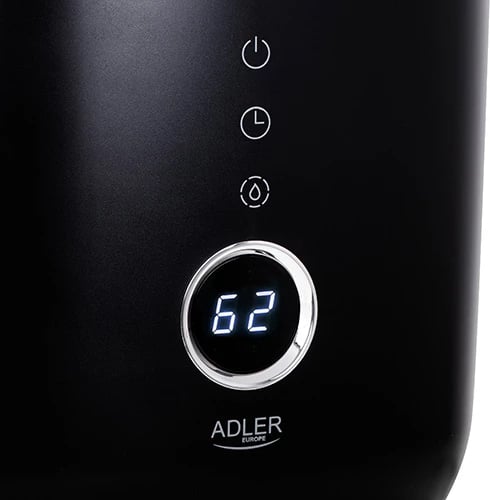 Lagështues ultrasonik, Adler, AD 7972, depozitë 4L, kapacitet 150-300 ml/orë, zonë deri 35 m2, ekran LED me touch, timer, aromaterapi, i zi