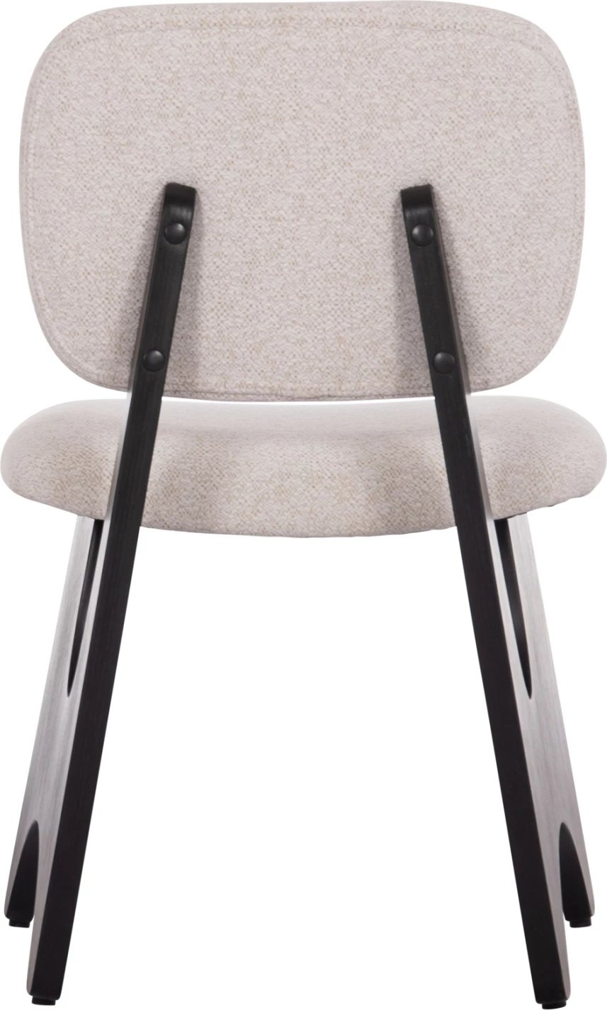 Karrige ngrënieje BELLISI, set 2 copë, stof krem i bardhë, dru i zi, FH18248.02, 53x56x78cm