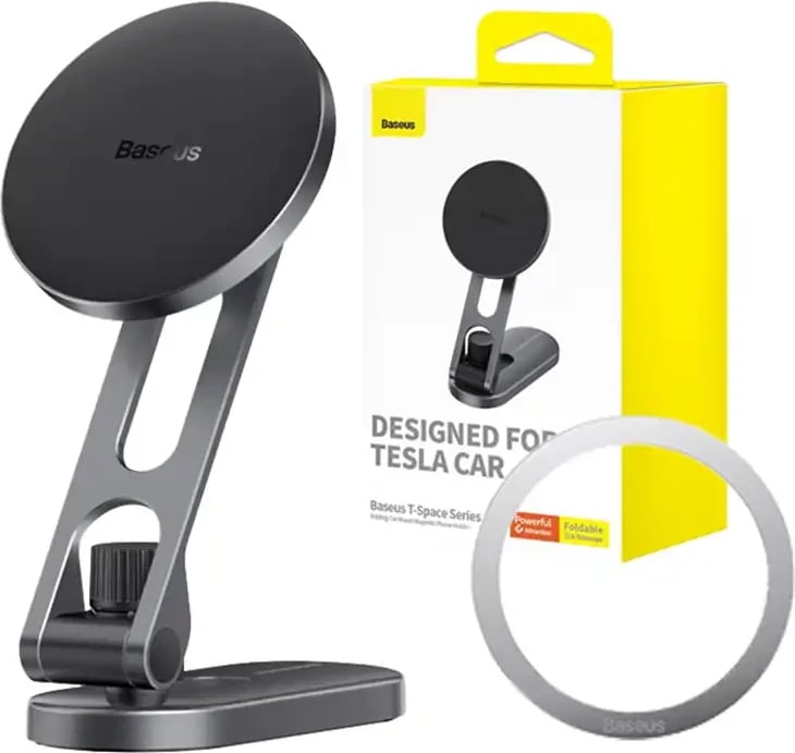 Mbajtës magnetik për celular Baseus T-Space, për Tesla, argjend