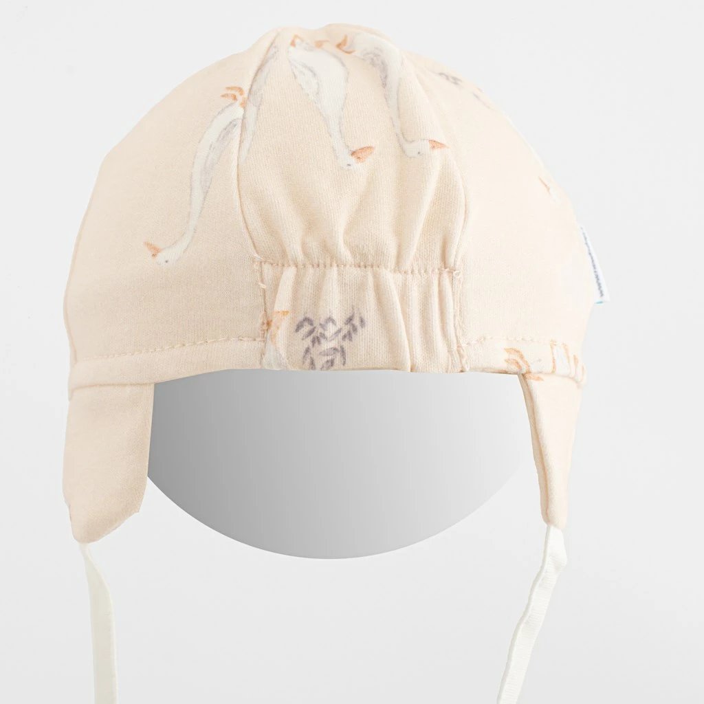 Kapelë bebe me vizor, NEW BABY, Goose, pambuk 100%, madhësi 80/86, bezhë