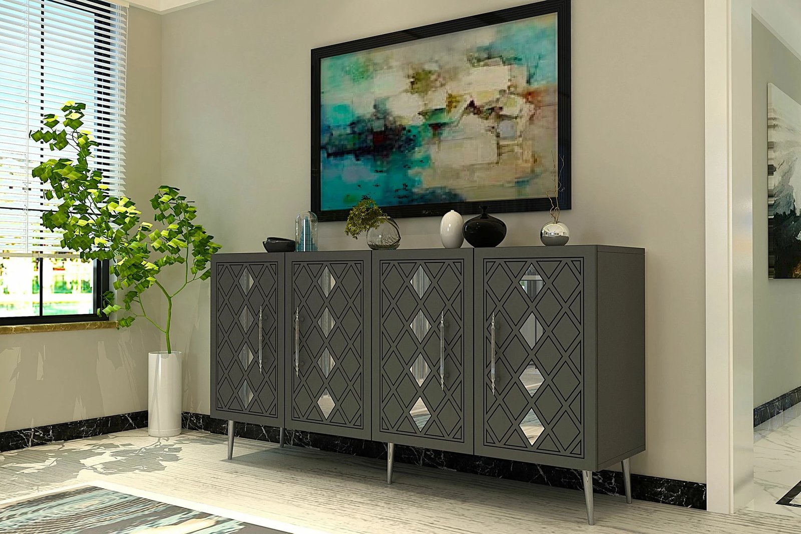 Konsol Skye Decor, Dome KB150, antracit, argjend