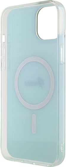 Mbështjellës Guess GUHMP15MHITSQ për iPhone 15 Plus 6.7", IML Iridescent MagSafe, kaltër