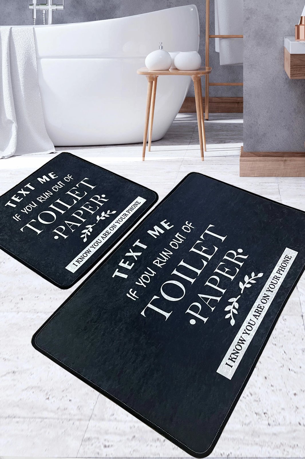 Set tapetash për banjo (2 copë), Mijölnir, për tualet, e zezë