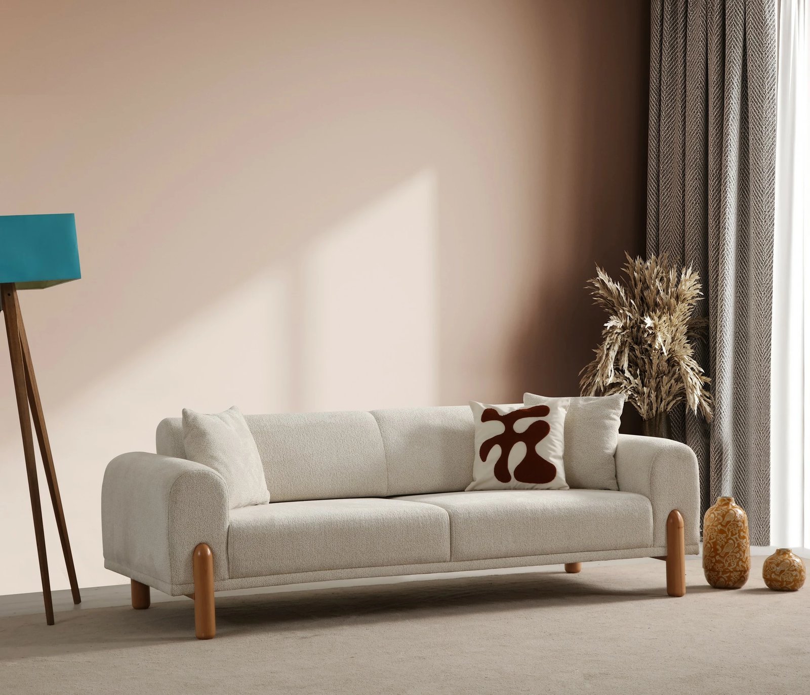 Divan-krevat treshe, ngjyrë krem, Lyke 3 vendësh