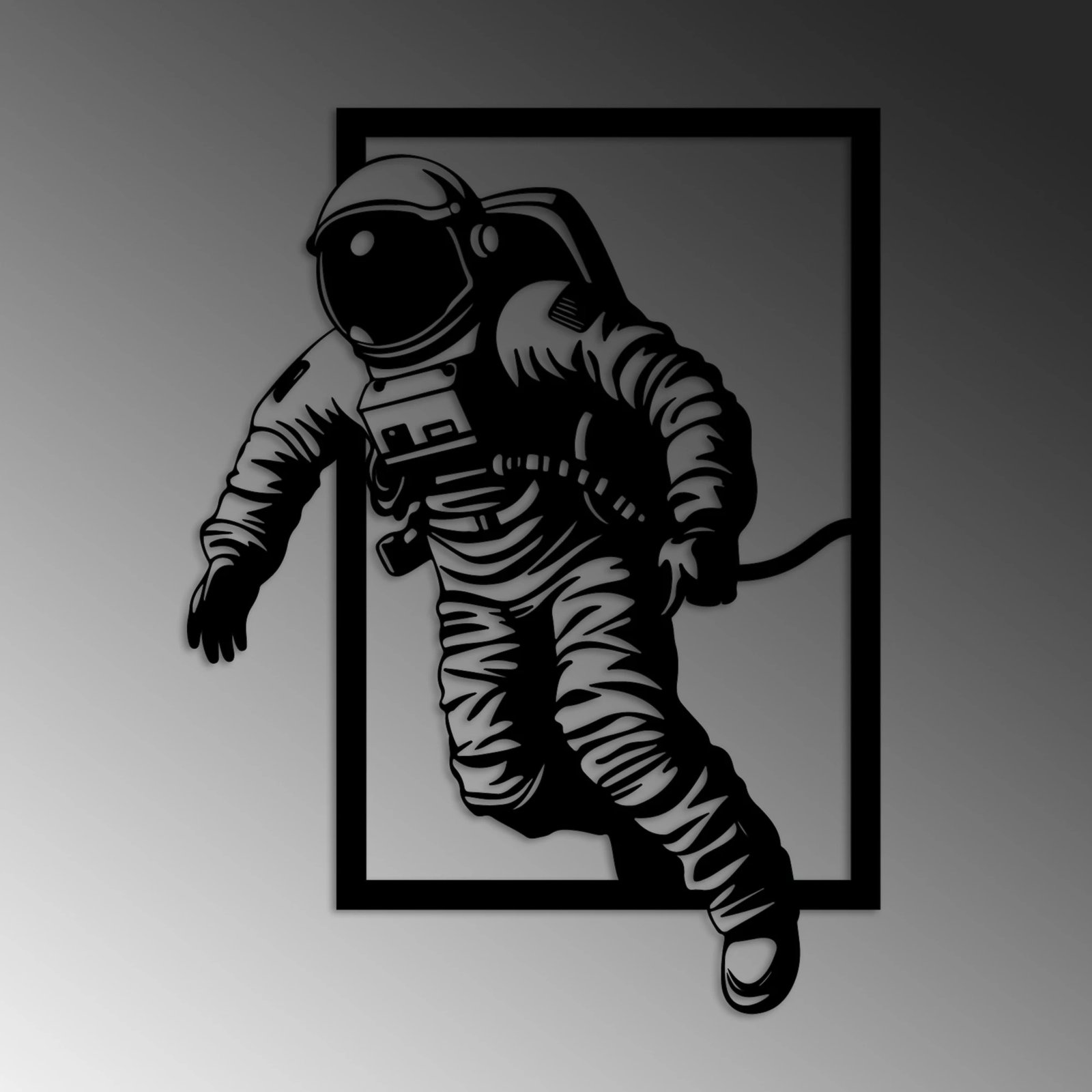 Aksesor dekorativ muri prej metali, astronaut, ngjyrë e zezë, Wallity, 69x52cm