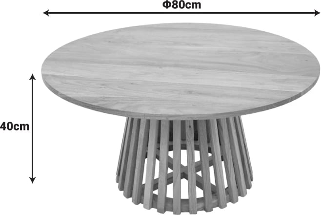 Tavolinë Radiane, dru akacie i fortë, ngjyrë natyrale, D80x40cm