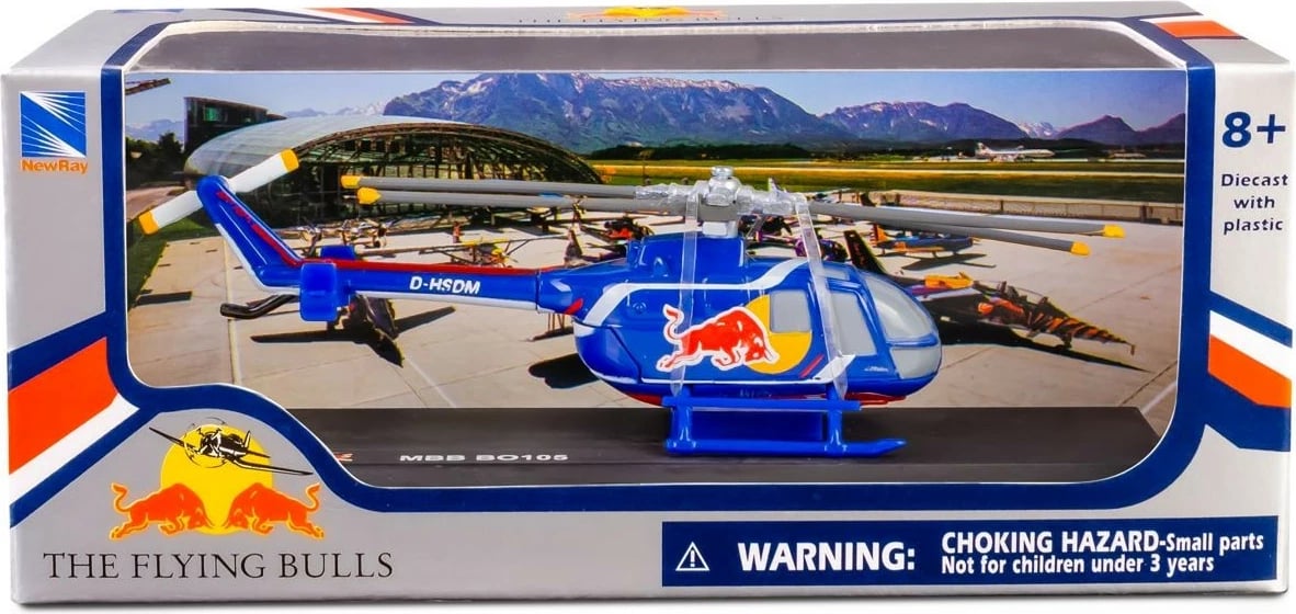 Model helikopter Daffi MBB BO 105 The Flying Bulls, 1:90, Metal/Plastikë, Blu