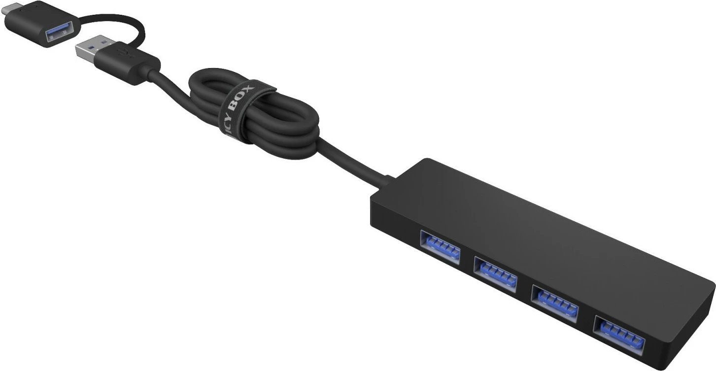 Kasë USB IcyBox IB-HUB1424-C3, 4 porta, USB 3.2 Gen 1, Type-C/Type-A, e zezë