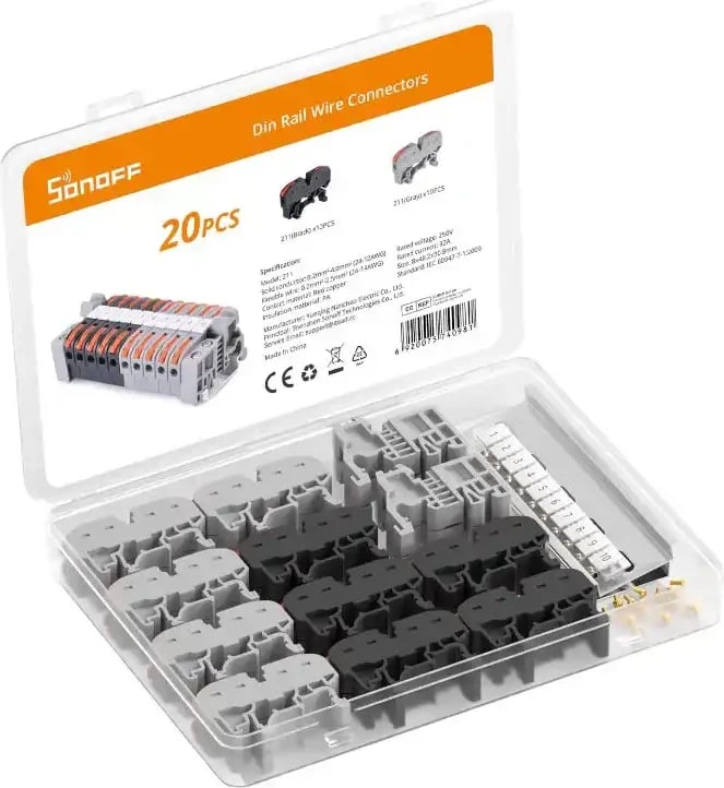 Set lidhës të shpejtë për shina DIN Sonoff 211, 20 copë