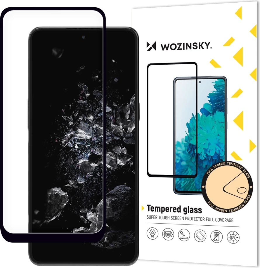 Xham i temperuar Wozinsky Full Glue për OnePlus 10T / Ace Pro, me kornizë të zezë