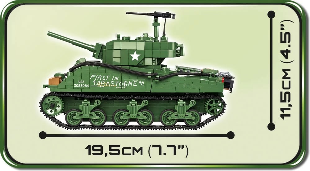 Set blloqe ndërtimi Cobi Sherman M4A3E2 Jumbo, 720 pjesë, me 2 figura, Jeshile Set blloqe ndërtimi Cobi Sherman M4A3E2 Jumbo, 720 pjesë, me 2 figura, Jeshile