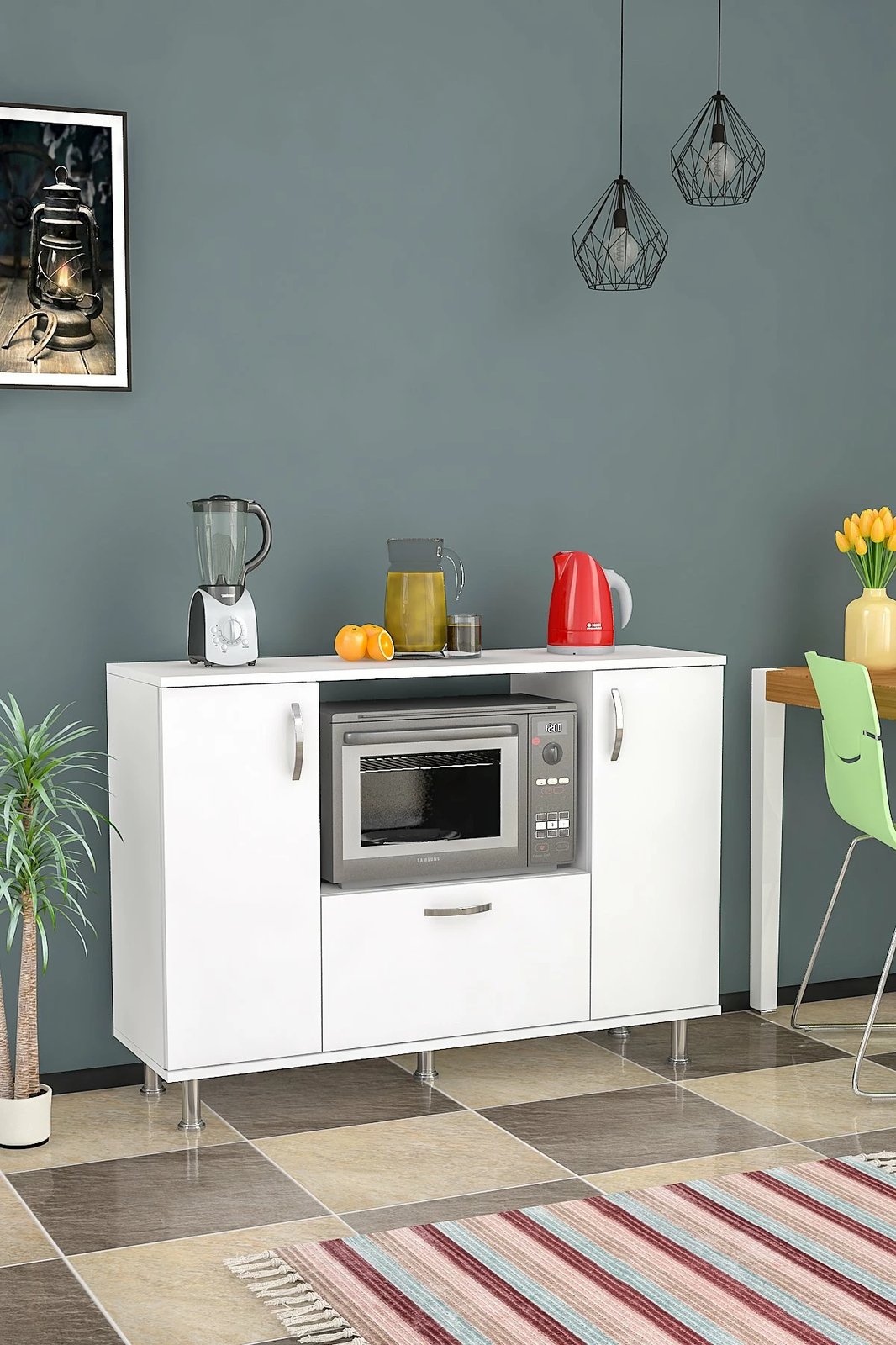 Komodë multifunksionale, ngjyrë e bardhë, Pietro, Hanah Home