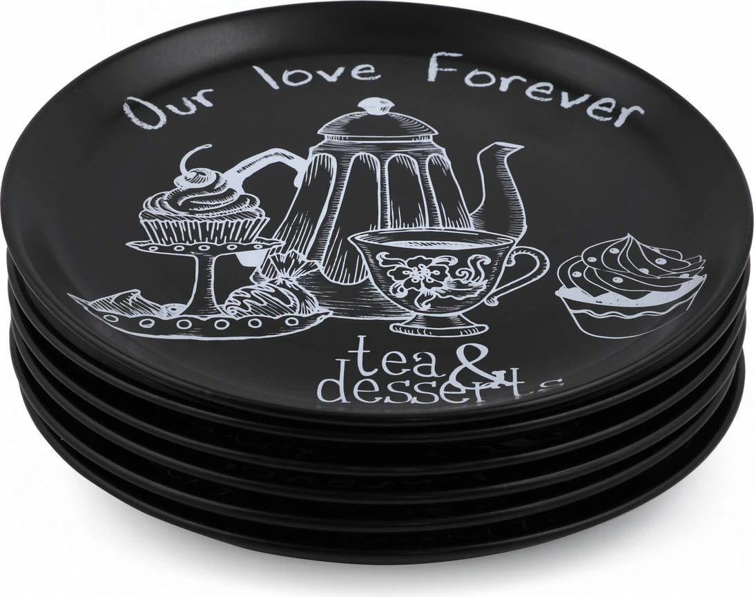 Set pjatash shërbimi (6 copë), Hermia Concept, ngjyrë e zezë mat, ST042106F956A4644000AS3T00