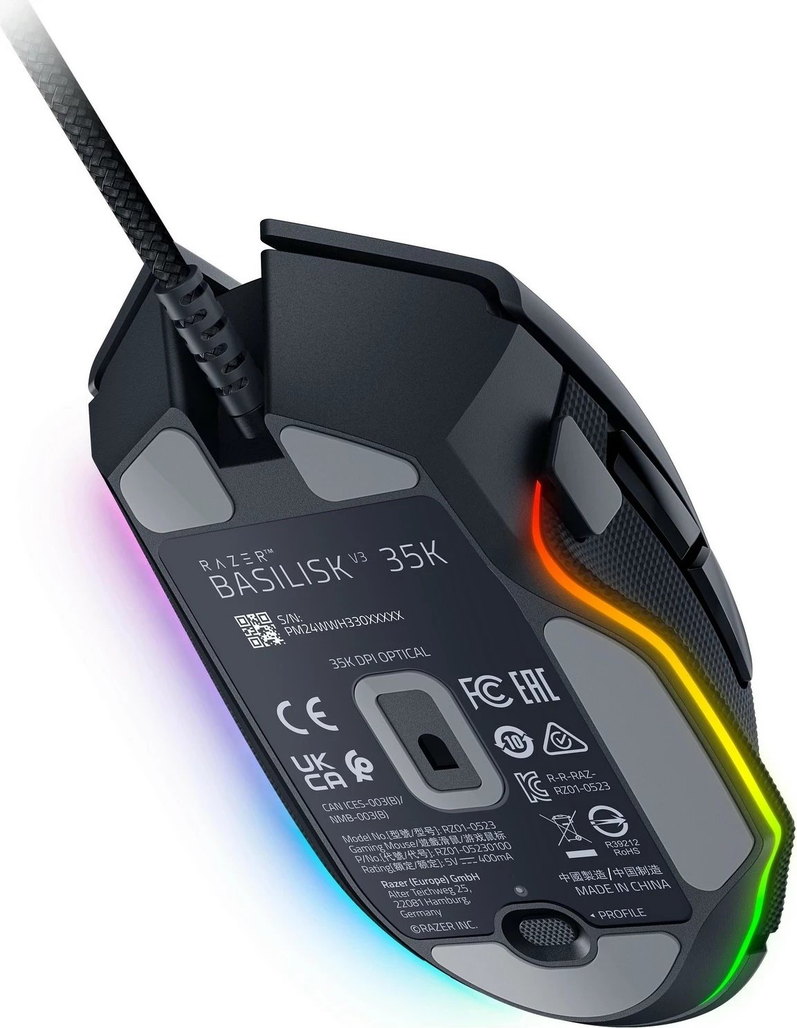 Maus Razer Basilisk V3 35K, RGB, i zi