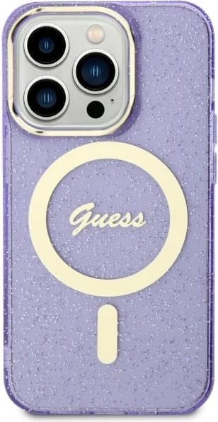 Mbështjellës Guess GUHMN61HCMCGU për iPhone 11/XR 6.1", Glitter Gold MagSafe, vjollcë Mbështjellës Guess GUHMN61HCMCGU për iPhone 11/XR 6.1", Glitter Gold MagSafe, vjollcë