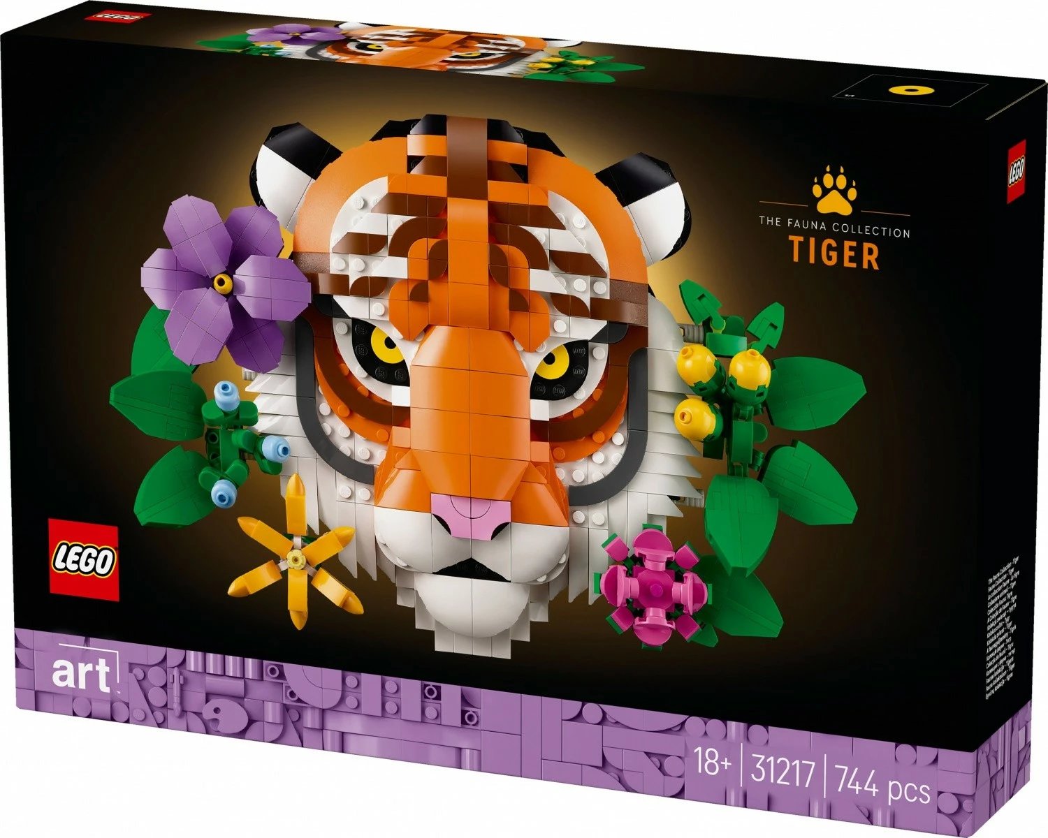 Set ndërtimi LEGO Art Collection Animals Tiger 31217, 744 pjesë, dekor për të rritur
