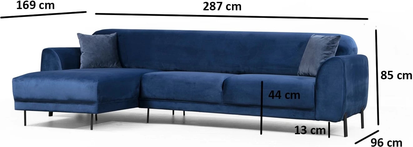 Kënd divan-krevat Atelier del Sofa, kënd majtas, ngjyrë blu e errët (Chl-3R)