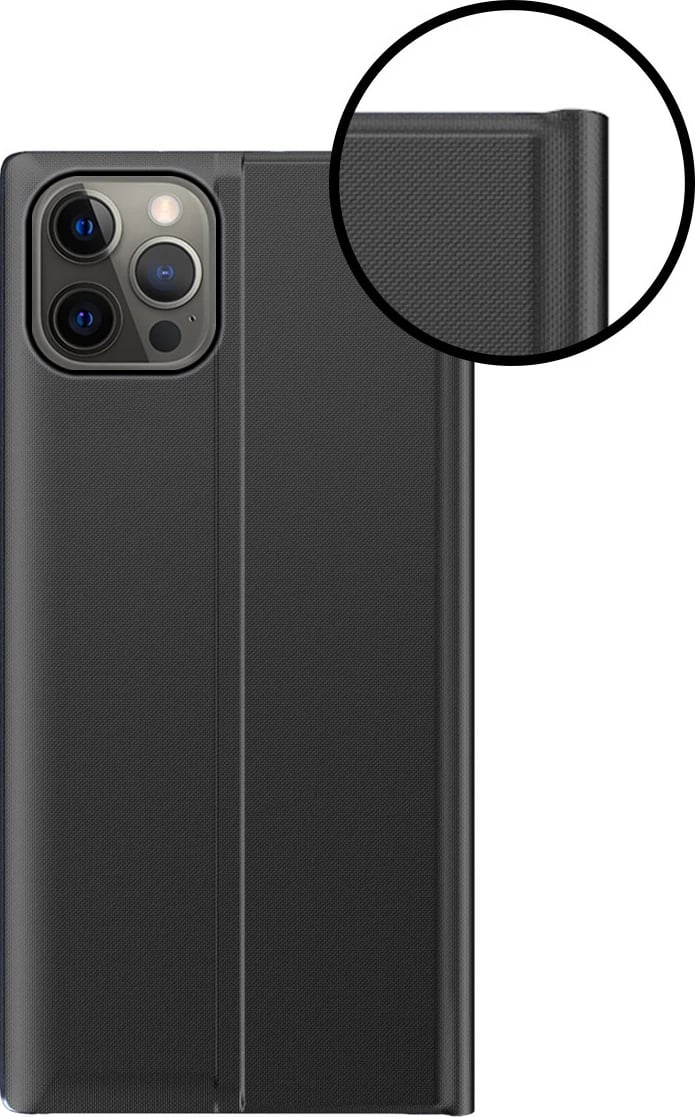 Mbështjellës Hurtel Sleep Case bookcase me smart window për iPhone 13 Pro, rozë