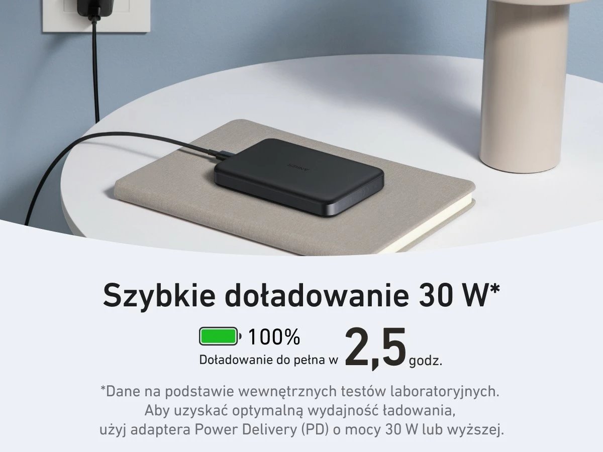 Powerbank me valë Anker MagGo A1664H11, 10000mAh, USB-C, iPhone 12–15, e zezë
