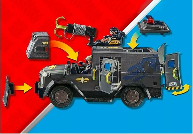 Set lodrash Playmobil City Action 71144, automjet terreni për forca speciale, me drita dhe tinguj, 73 pjesë