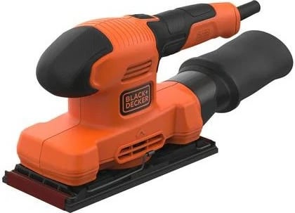 Sander orbital Black & Decker BEW220, 150W, 14000 RPM, port për nxjerrjen e pluhurit, ngjyrë e zezë dhe portokalli