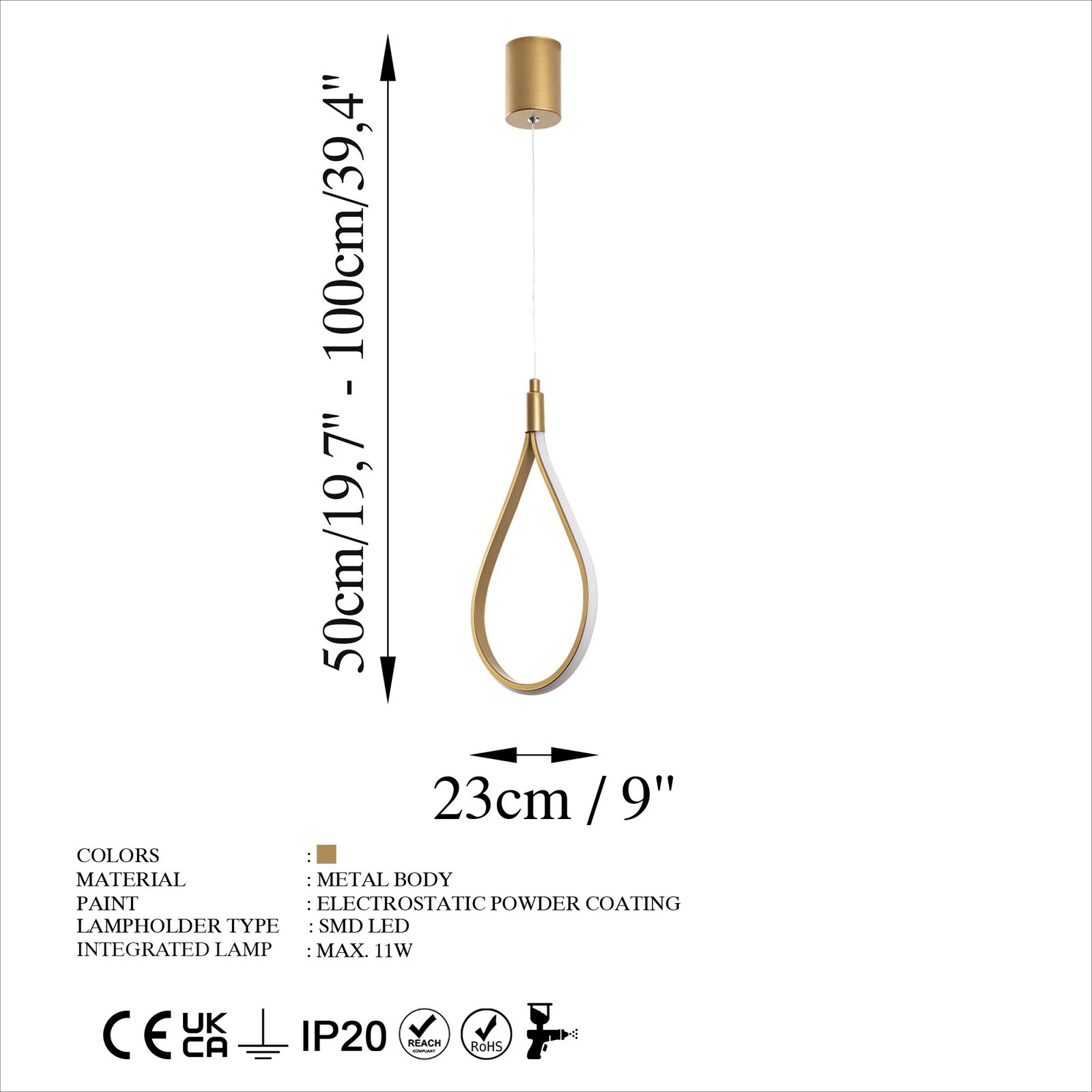 Llambë varëse Opviq, Damla - 13538, ngjyrë ari