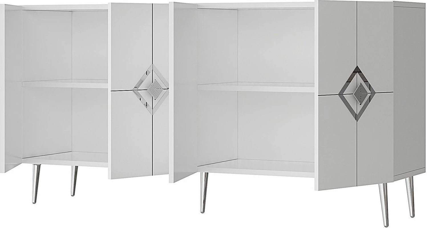 Konsolë moderne, ngjyrë e bardhë dhe argjend, Skye Decor, KB150