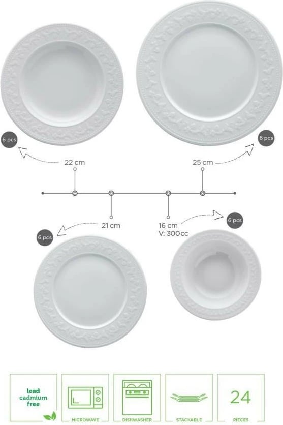 Set enësh për drekë (24 copë), Hermia, SV24Y200