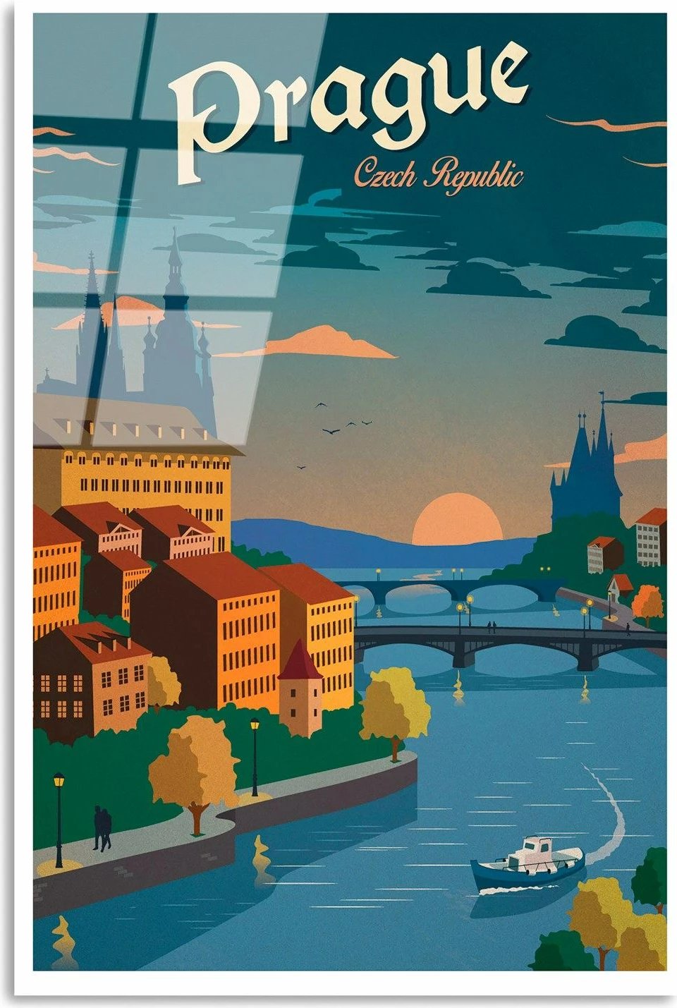 Pikturë dekorative prej xhami të temperuar, shumëngjyrëshe, Wallity UV-997, 30x45cm