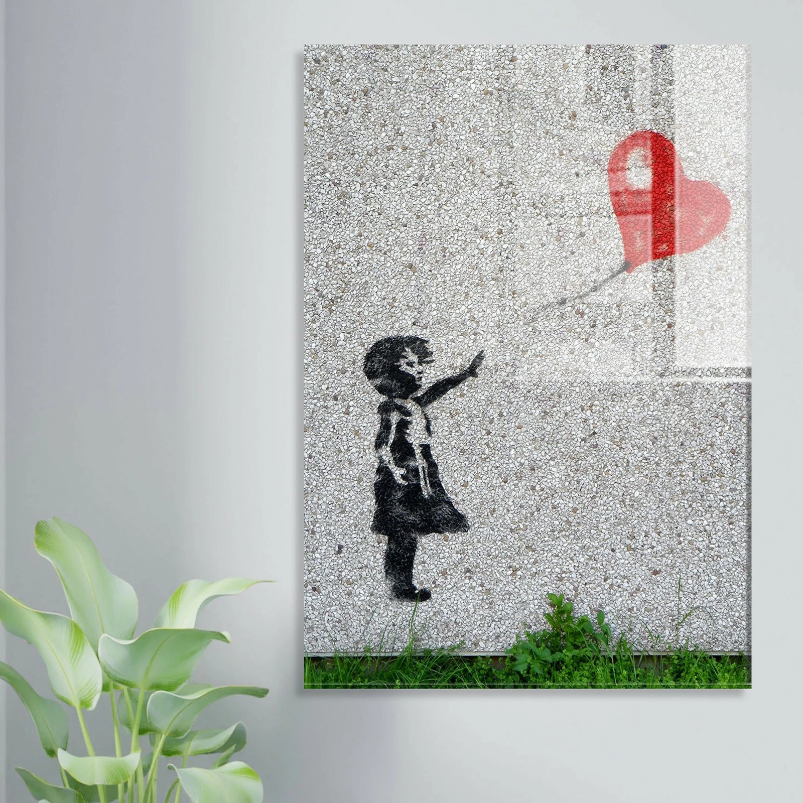 Pikturë dekorative prej xhami të temperuar, Banksy, shumëngjyrëshe, 30x45cm, UV-017