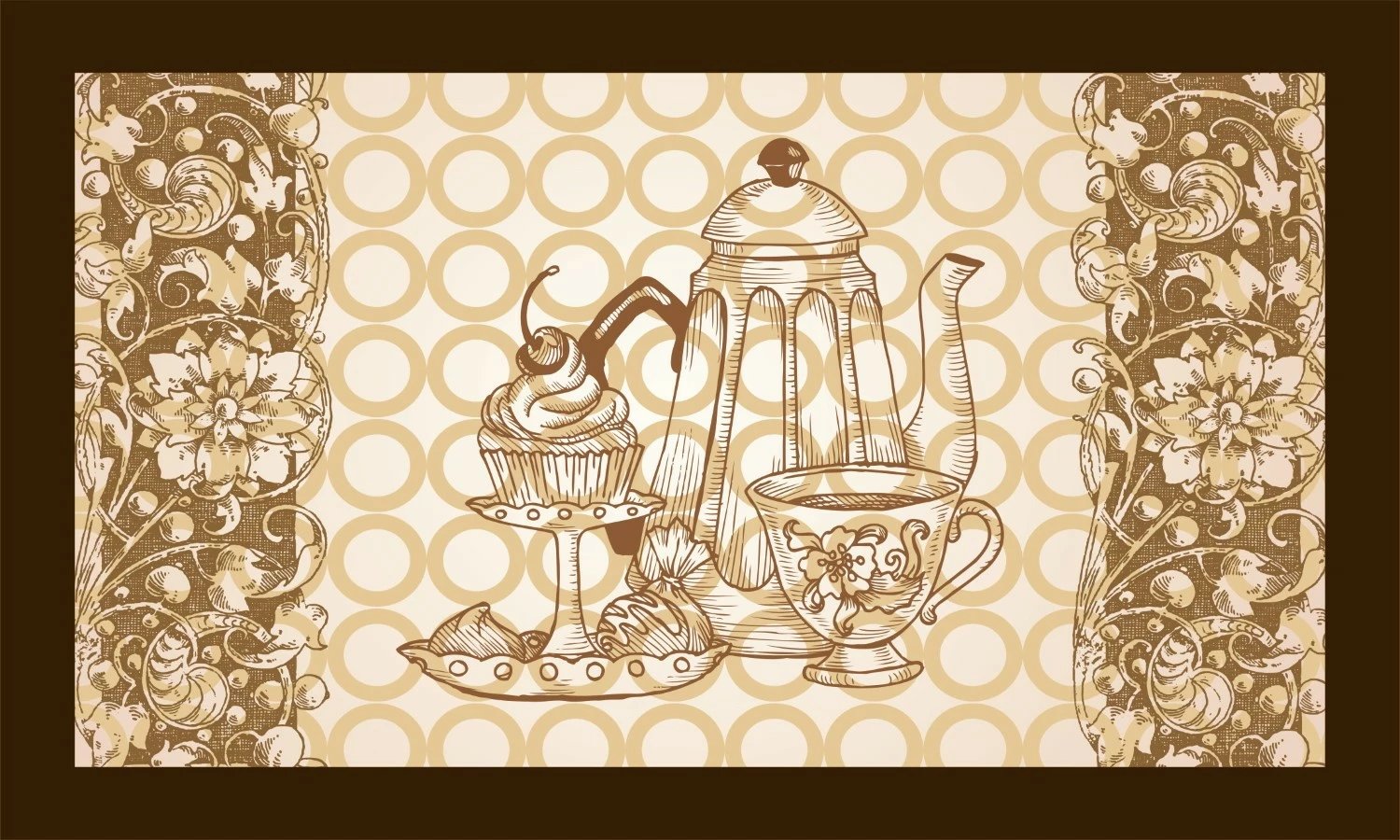 Shilte hyrëse PVC Aberto Design, motiv çajniku, shumëngjyrëshe, 45x70cm