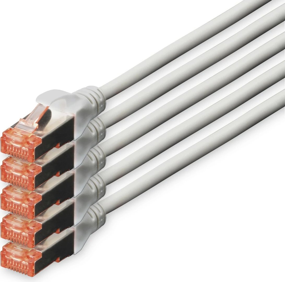 Kabllo rrjeti Digitus Cat6 S/FTP 10m, set 5 copë, gri