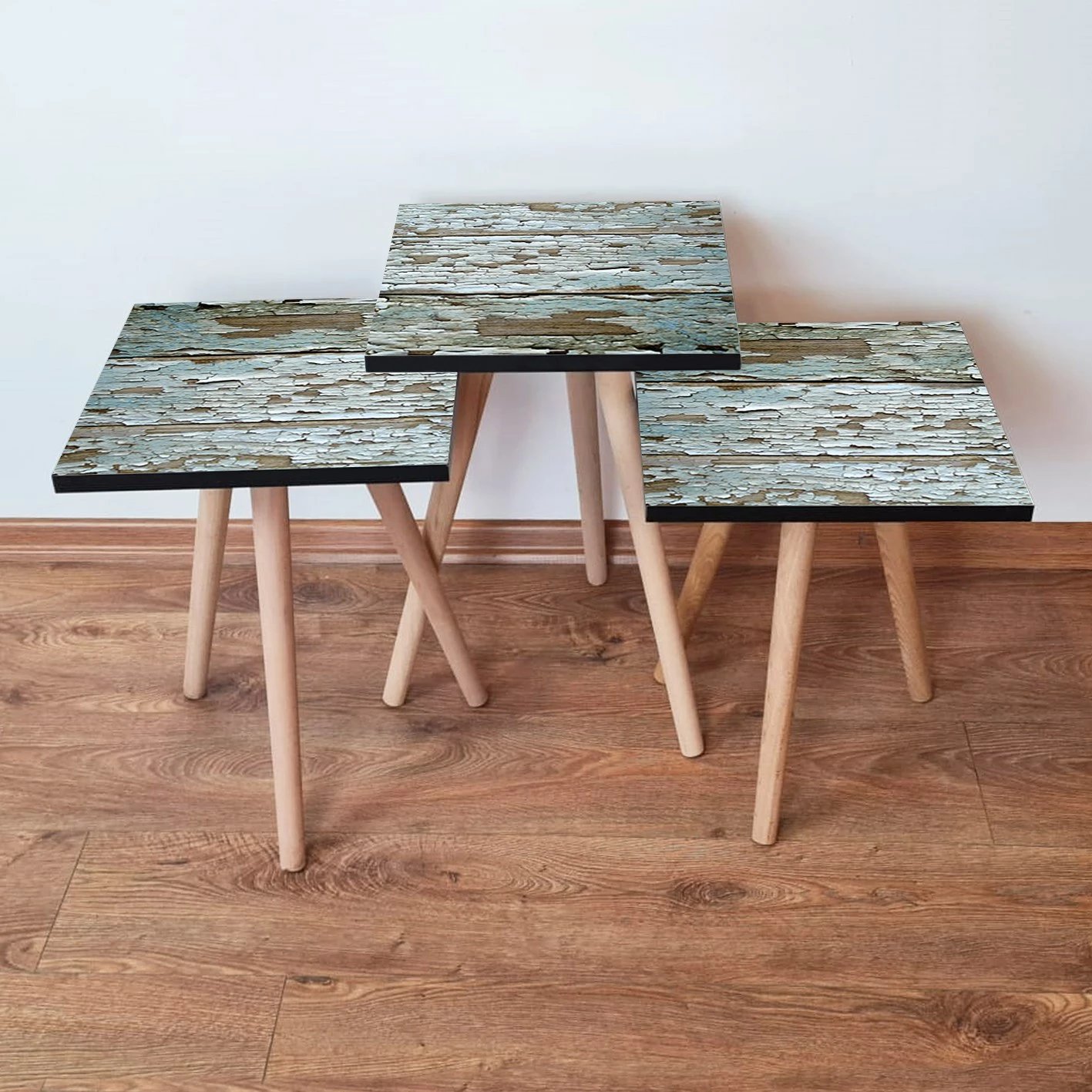 Set tavolinash ndihmëse, 3 copë, Skye Decor, jeshile-kafe, 3Shp257