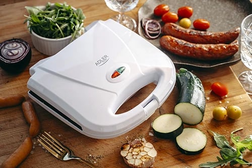 Grill elektrik Adler AD 3072, pllakë 20x11 cm, 700W (1200W max), kabllo 70 cm, i bardhë