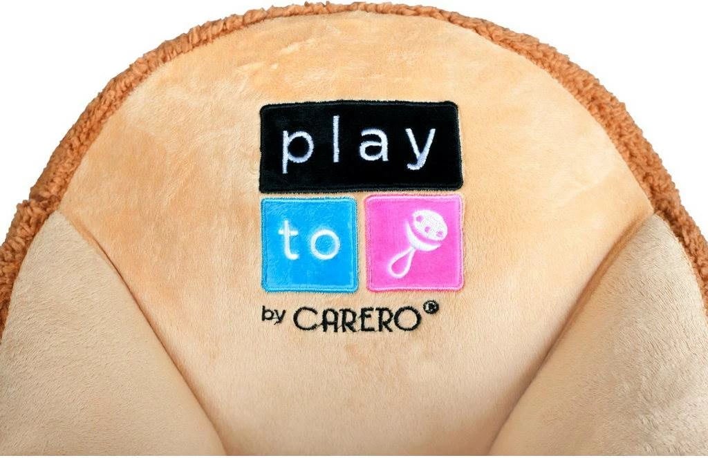 Lodër lëkundëse arush me tinguj, PLAYTO, sedilje me doreza druri, 18m+, kafe