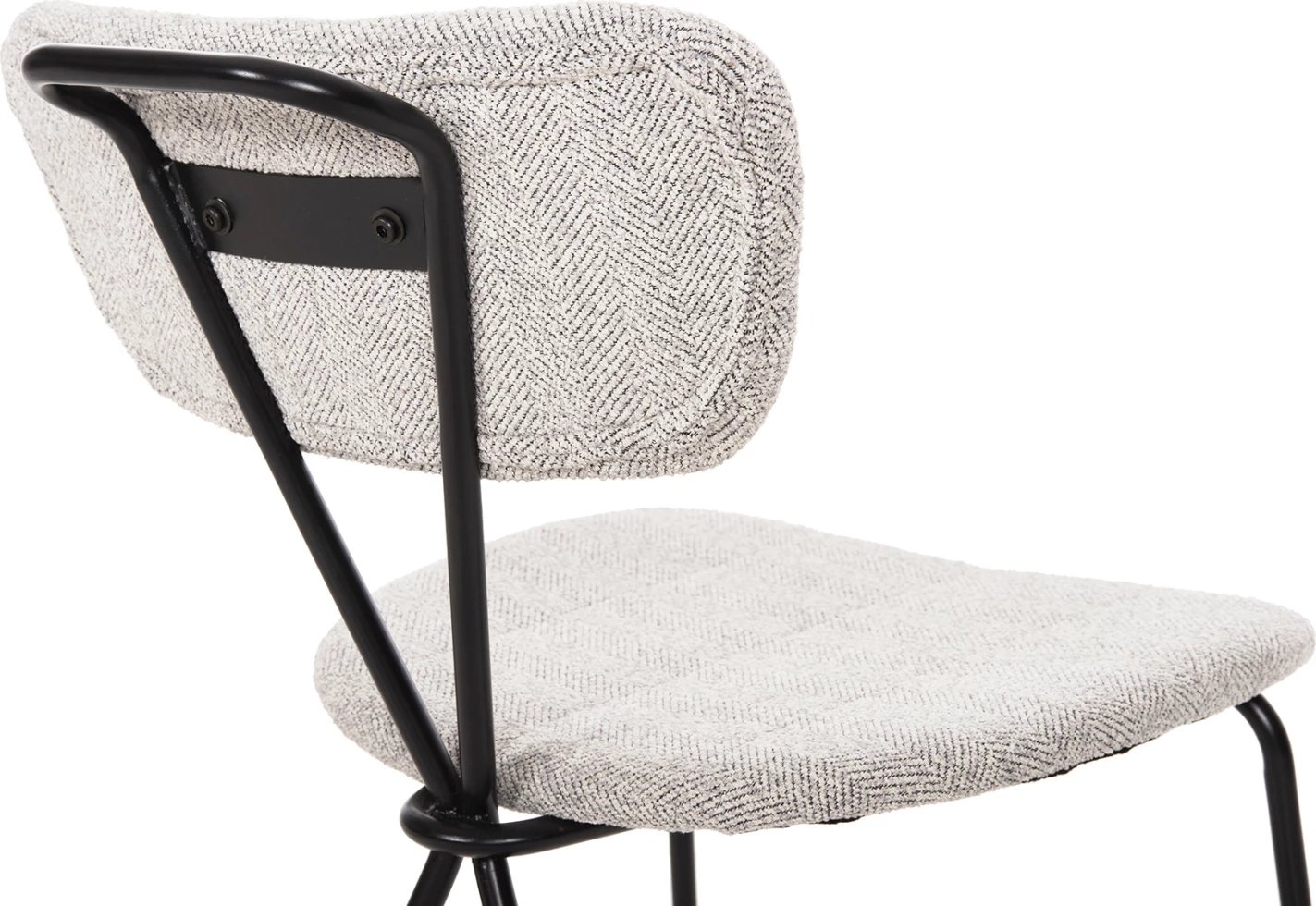 Karrige ngrënieje DORY FH9855.03 kornizë metalike në të zezë, pëlhurë në gri të lehtë 48,5x61x76H cm., set prej 4 copë