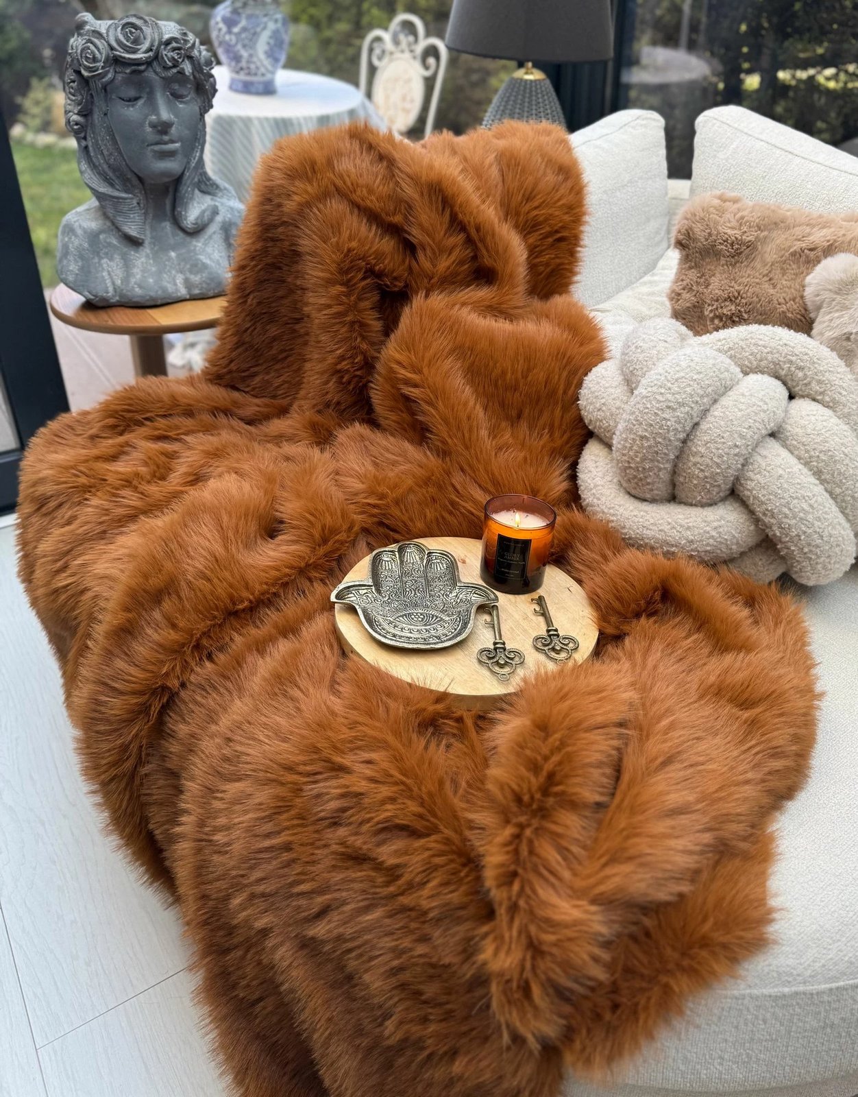 Shall për divan, ngjyrë e kuqe tjegull, Evila Originals, 200x150 cm