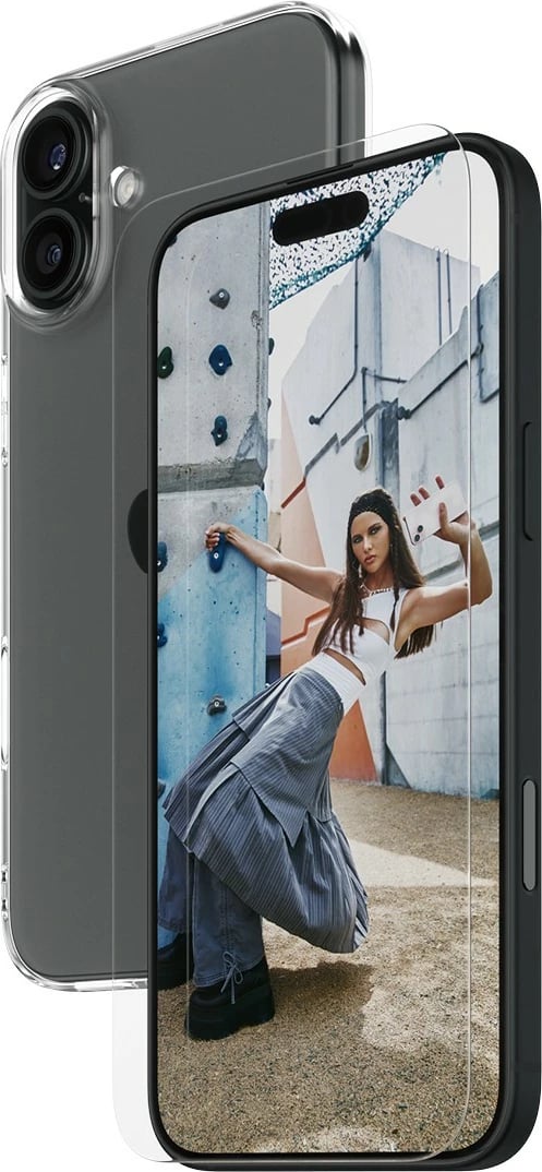 Mbështjellës dhe mbrojtës ekrani PanzerGlass për iPhone 16 Plus, transparent