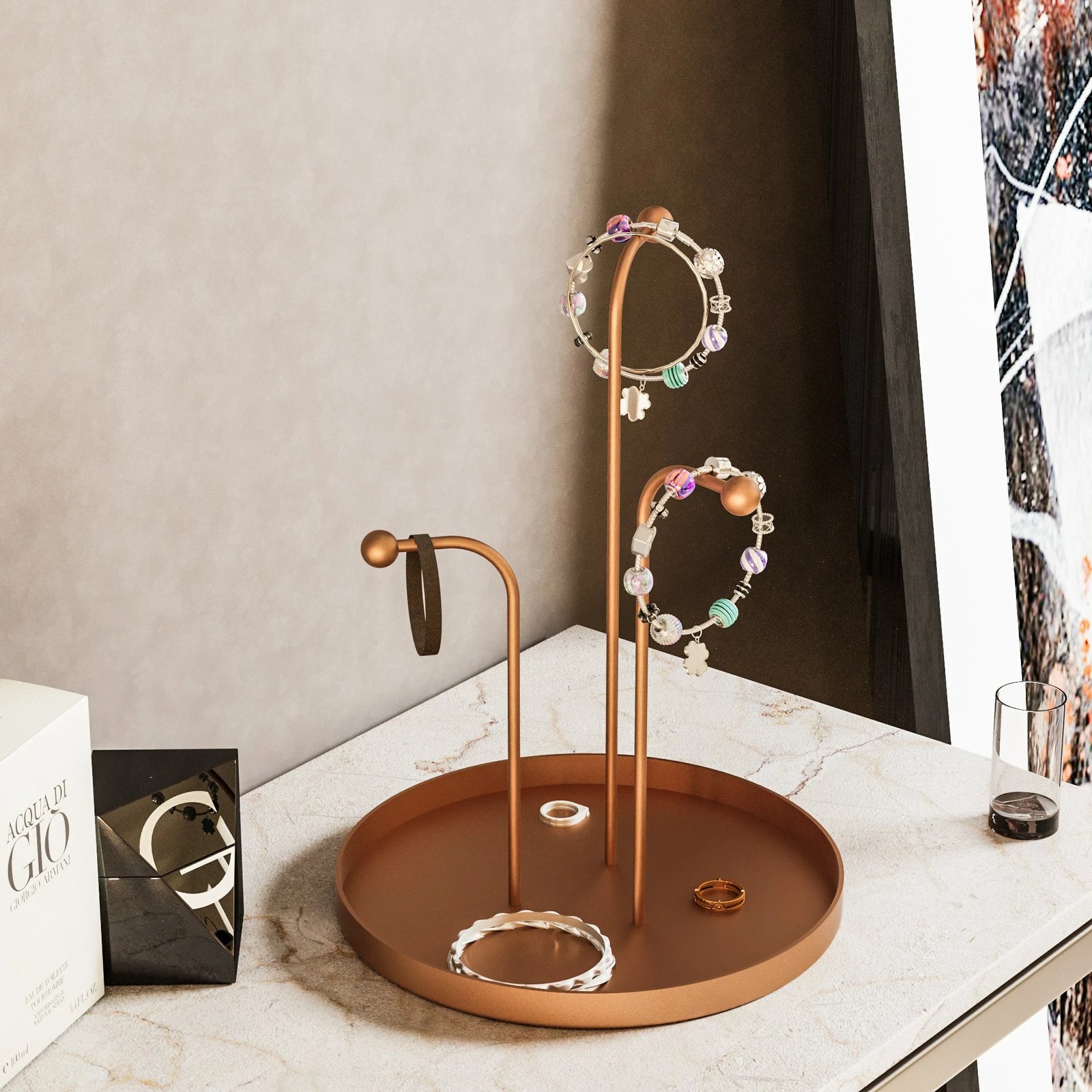 Aksesor dekorativ metalik, dizajn Aberto, Leros-A, ngjyrë bakri